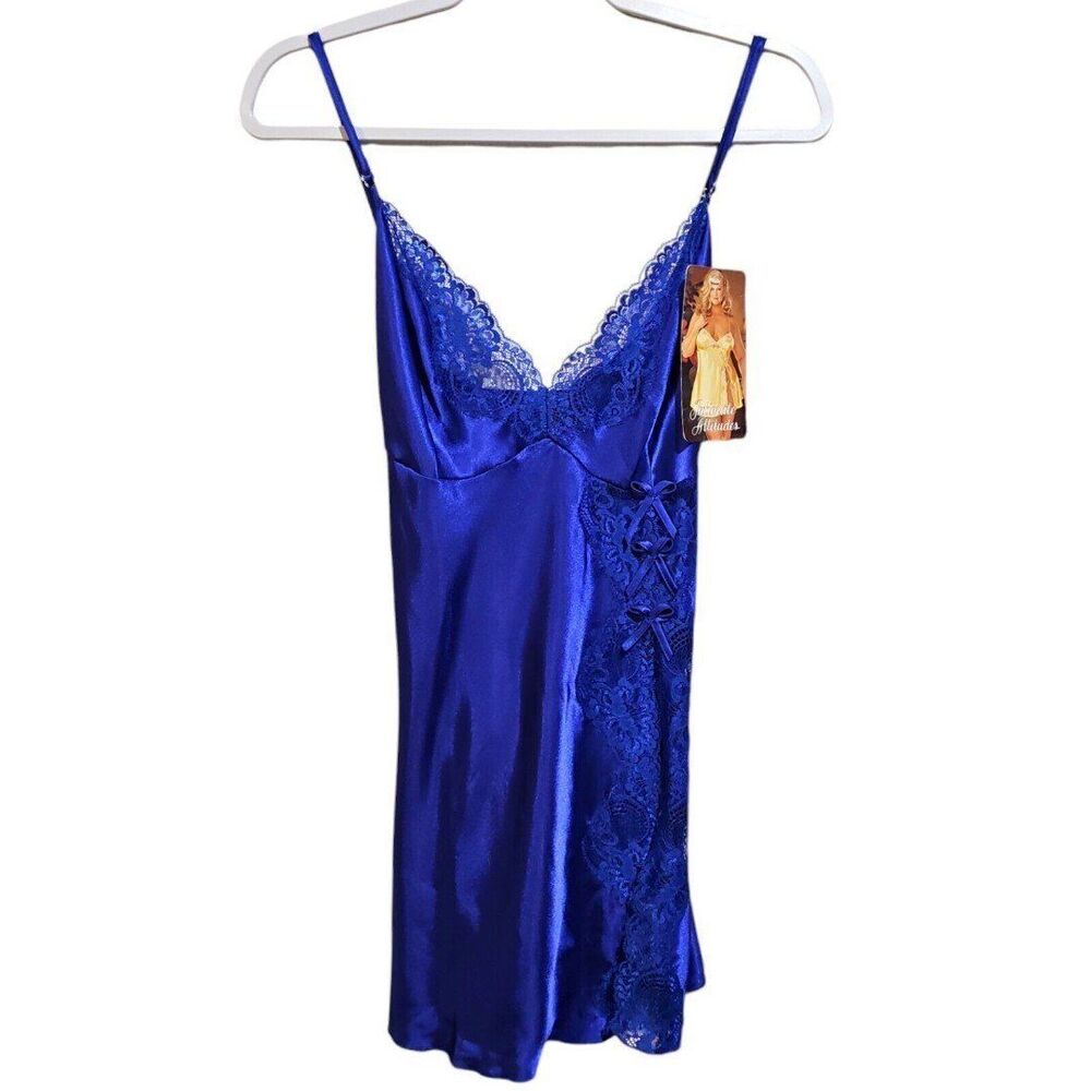 Vintage Intimate Attitudes Plus Size 1X Lingerie Blue Lace Babydoll Dress